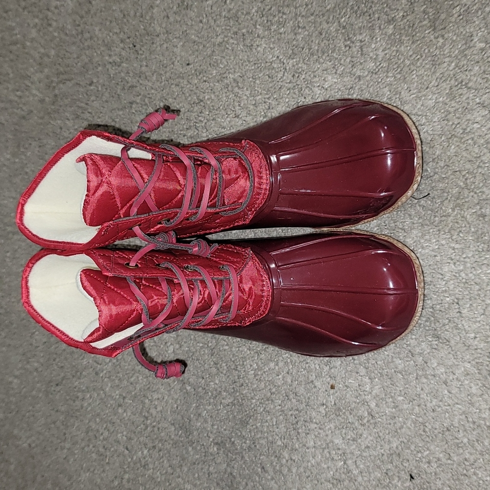 Olivia Miller red duck boots size 9.5